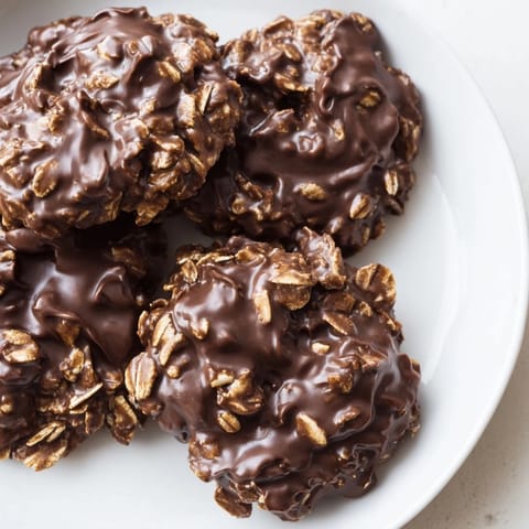 These chewy no-bake chocolate oatmeal drop cookies feature a creamy texture and rich chocolate flavor.