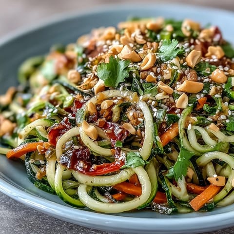 Easy vegan raw vegetable noodle salad bursting with fresh flavors and crisp textures.
