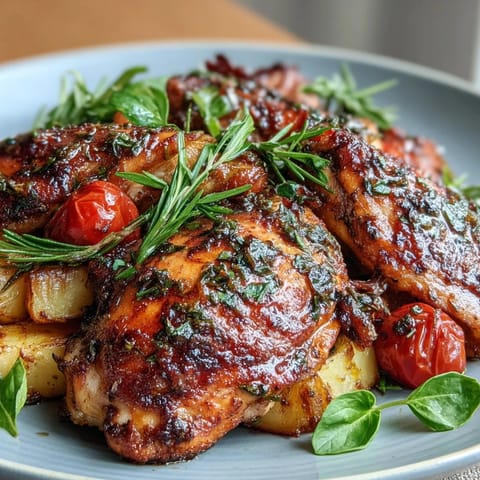 Vibrant spring sheet pan dinner with juicy chicken, zucchini, and cherry tomatoes, roasted to perfection.