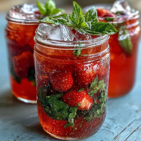 A vibrant pitcher of strawberry basil lemonade mocktail, bursting with fresh berries and fragrant basil leaves.