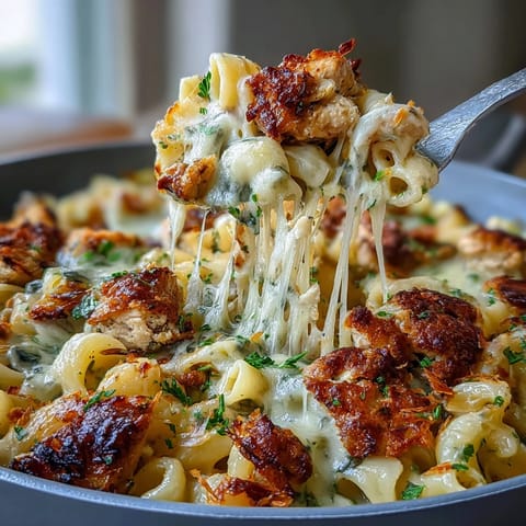 One-Pot French Onion Chicken Pasta with caramelized onions and melted Gruyère cheese in a creamy, savory sauce.