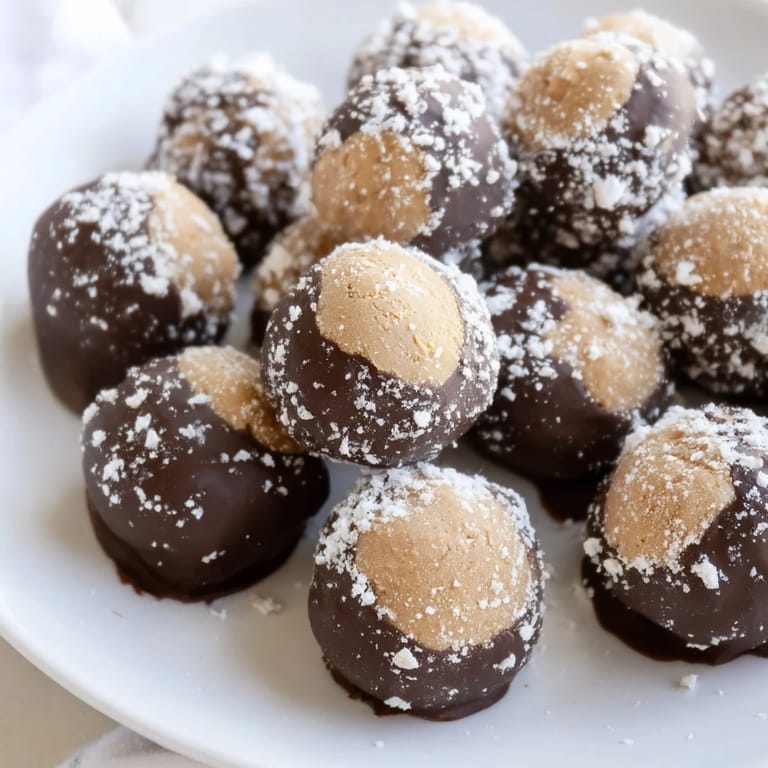 These delightful buckeyes, perfect for holiday treats, offer a rich combination of peanut butter and chocolate.