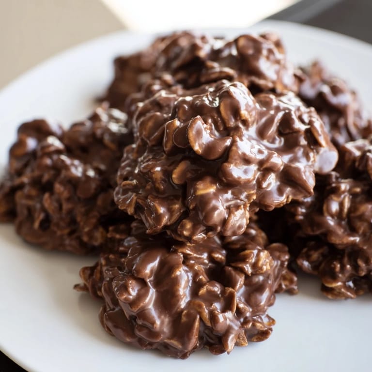 Perfectly set, these no-bake chocolate oatmeal drop cookies are a quick and easy American treat.