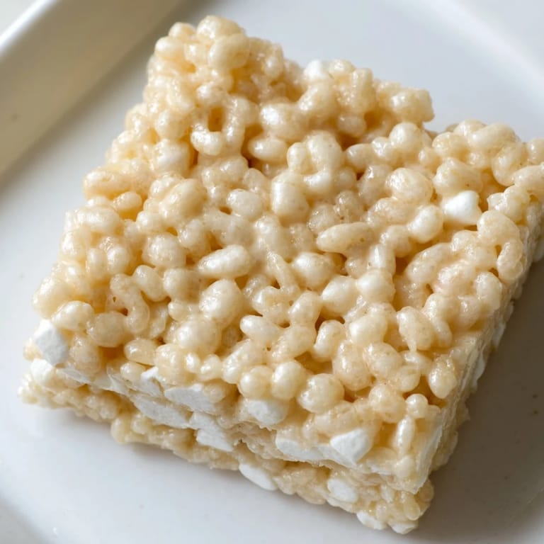 Homemade Rice Krispie Treats: a full pan of irresistible squares with melted marshmallows and the perfect crunch.