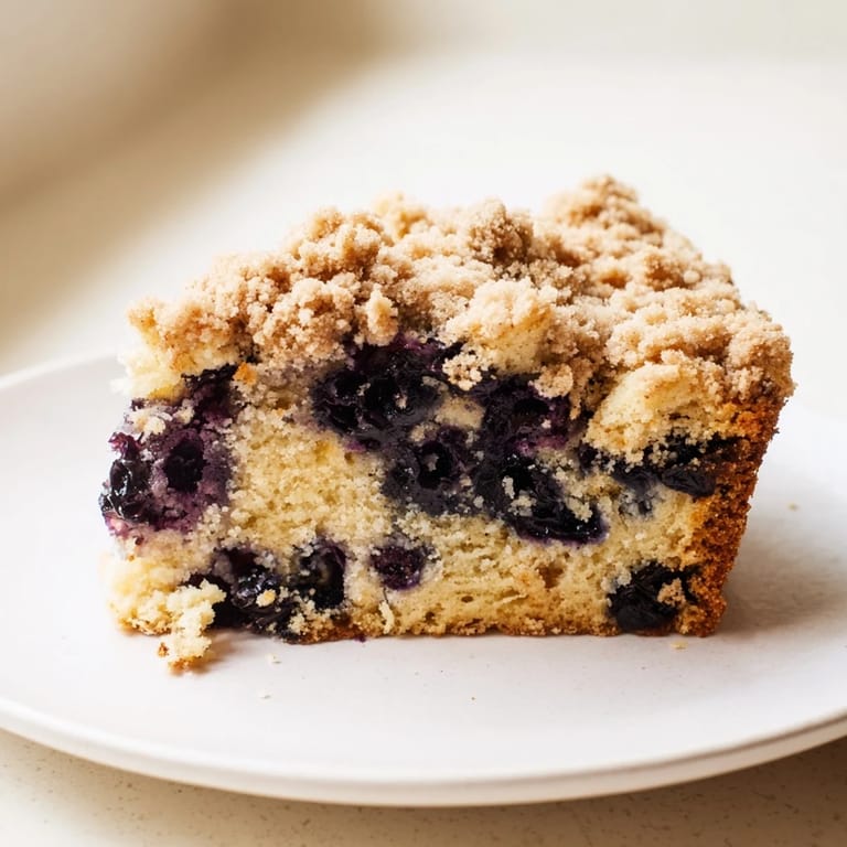 Warm and inviting, fresh baked Blueberry Buckle bursting with sweet, juicy blueberries and a crumble topping.