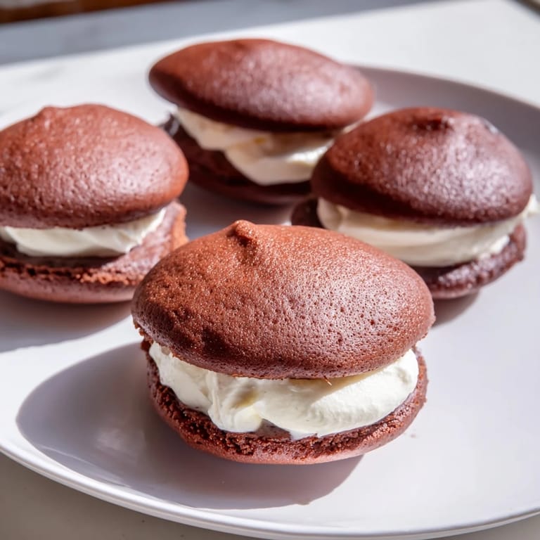 Freshly baked Whoopie Pies, a classic American dessert, offer a chocolate and vanilla delight.