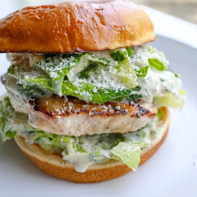 A hearty Caesar Chicken Sandwich with grilled poultry, shredded romaine, and creamy dressing, perfect for a quick weeknight dinner.
