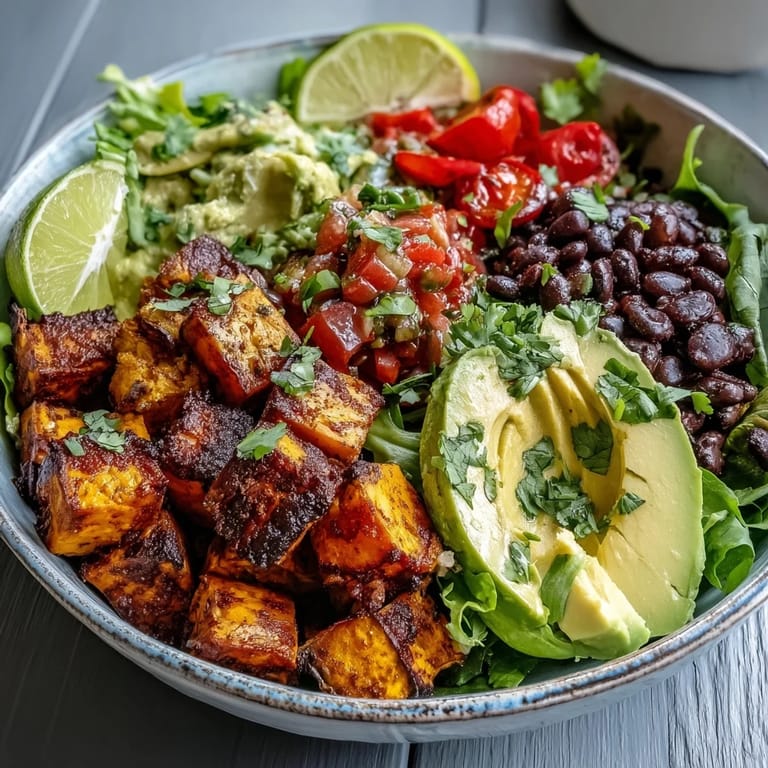 Drizzled with zesty lime dressing and garnished with cilantro for a nutritious vegetarian dinner.
