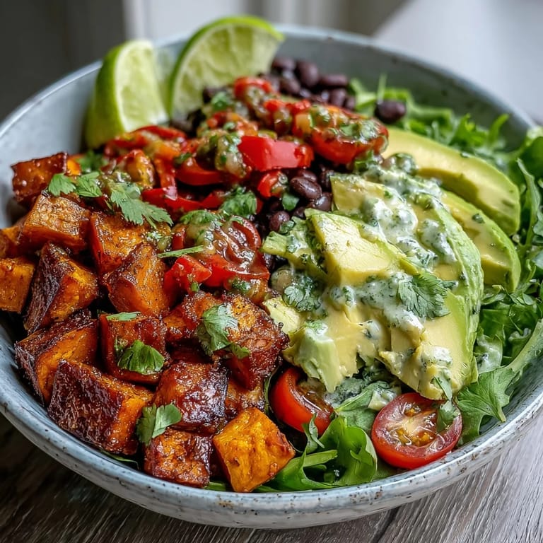 Served over mixed greens with cherry tomatoes and lime wedges for a fresh, fiber-rich meal.