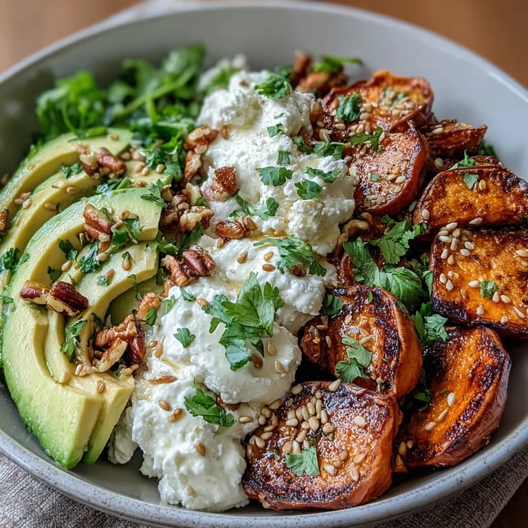 A drizzle of spicy-sweet hot honey glistens over the warm potatoes, with fresh cilantro and toasted pumpkin seeds adding texture and aroma.