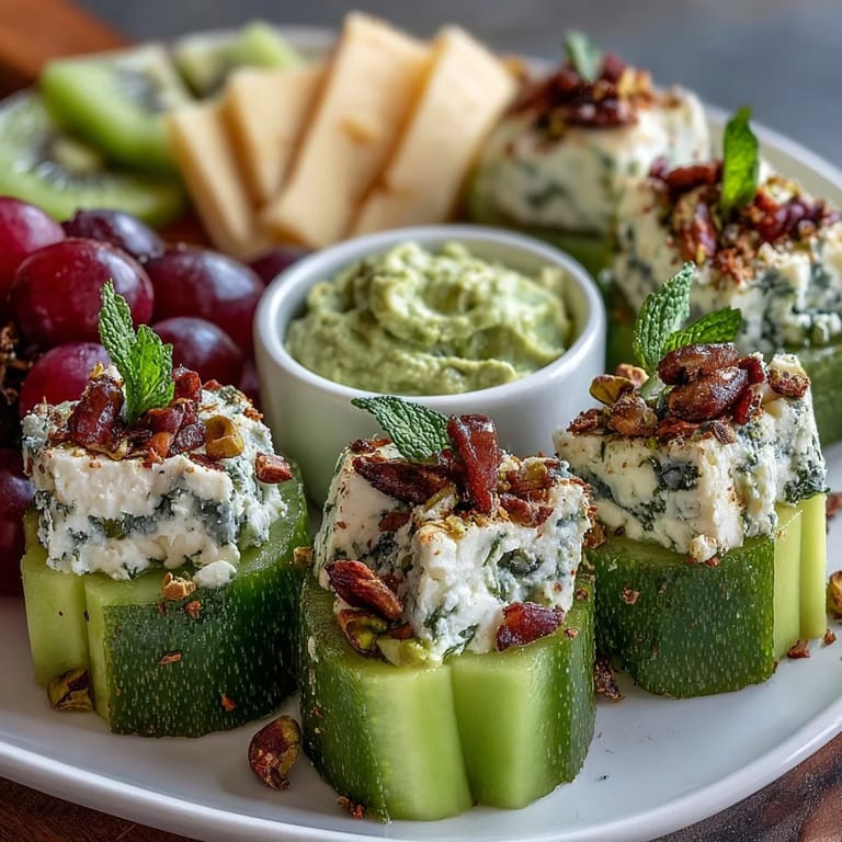 Festive St. Patricks Day green food board featuring colorful produce, savory bites, and sweet treats for holiday celebrations.  
