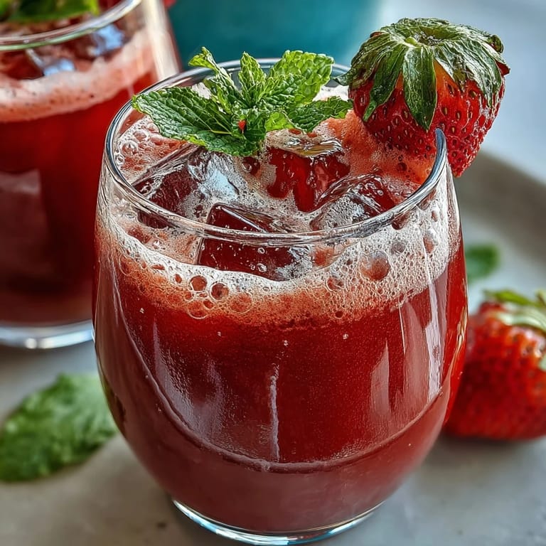 Bright and bubbly strawberry lemon sparkling mocktail served with fresh mint and lemon slices for spring celebrations.  