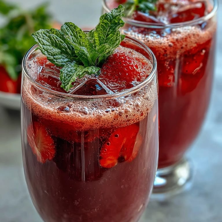 Chilled strawberry lemon sparkling mocktail featuring fresh berries, zesty lemon, and sparkling water—perfect for warm afternoons.