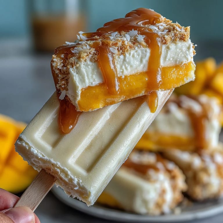 Bright, refreshing vegan mango coconut popsicles, perfectly swirled and chilled for enjoyment.
