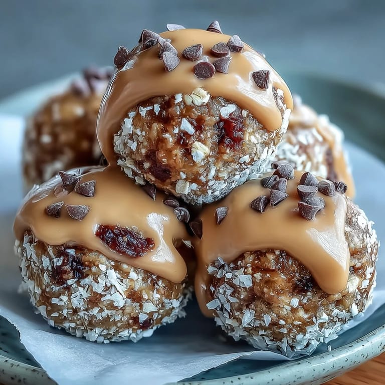 Close-up of fluffy peanut butter and oat balls, ideal for healthy snacking.