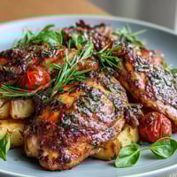Vibrant spring sheet pan dinner with juicy chicken, zucchini, and cherry tomatoes, roasted to perfection.