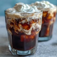 Smooth cold brew coffee topped with rich vanilla sweet cream, a delightful iced treat.