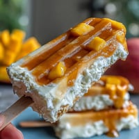 Creamy vegan mango coconut popsicles, a tropical delight, ready for hot summer days.