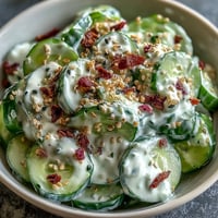 Viral cucumber salad with cream cheese, a creamy, tangy dream.